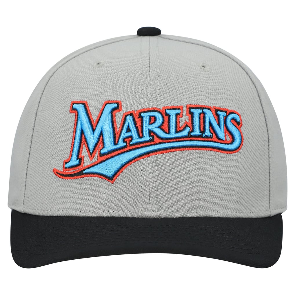  Miami Marlins Mitchell & Ness Unisex Basic Coop Pro Adjustable Hat - Gray